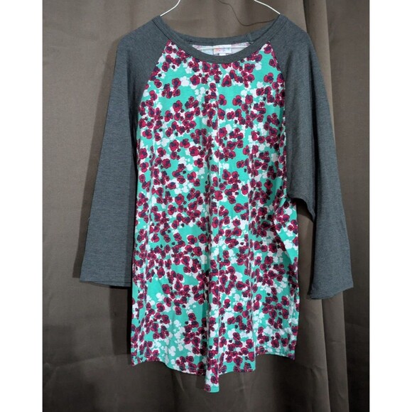 LuLaRoe Randy Raglan 3/4 Sleeve shirt Top 3 XL Multicolor Floral - Picture 1 of 6